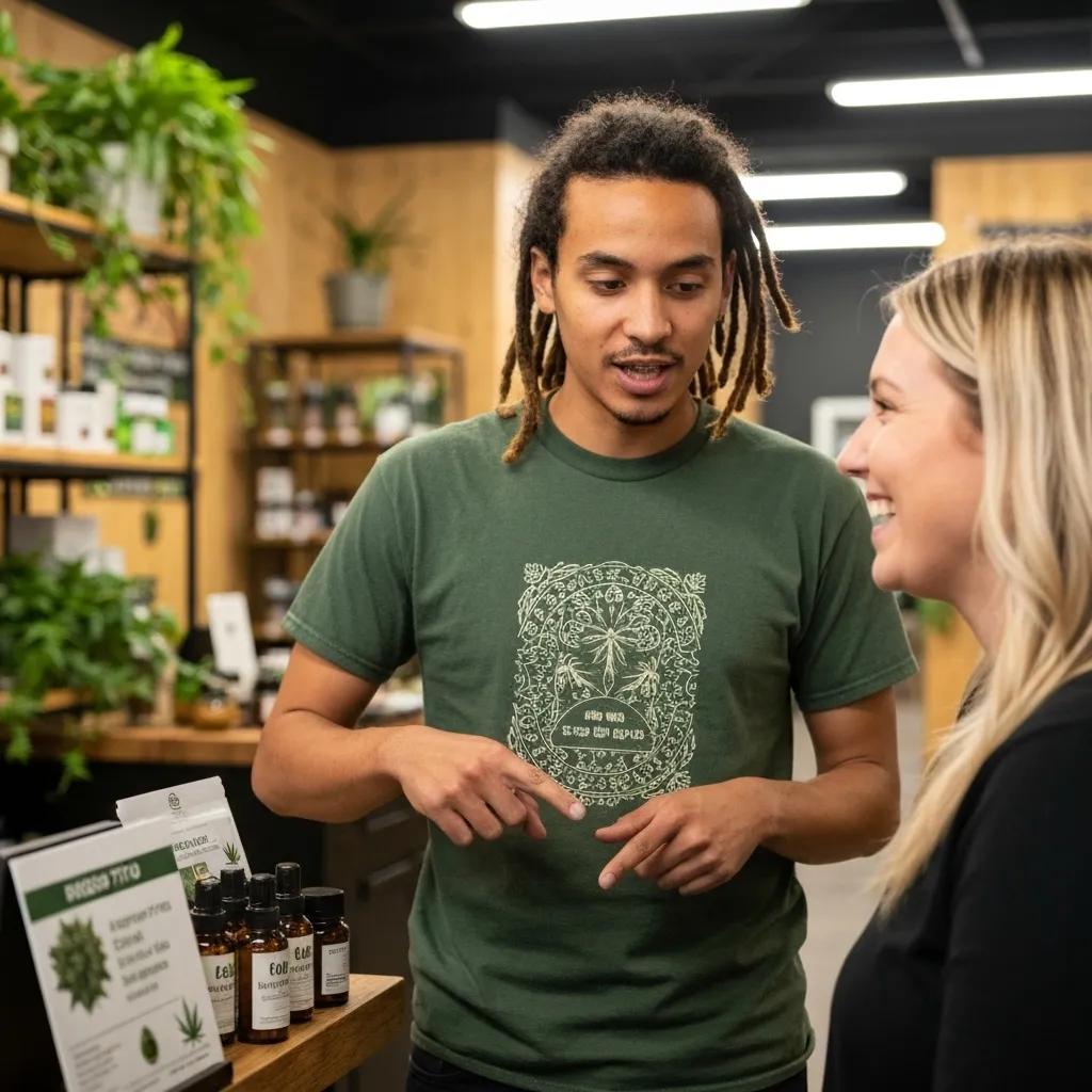 A budtender assisting a customer at the Design 710 dispensary in Atlantic City