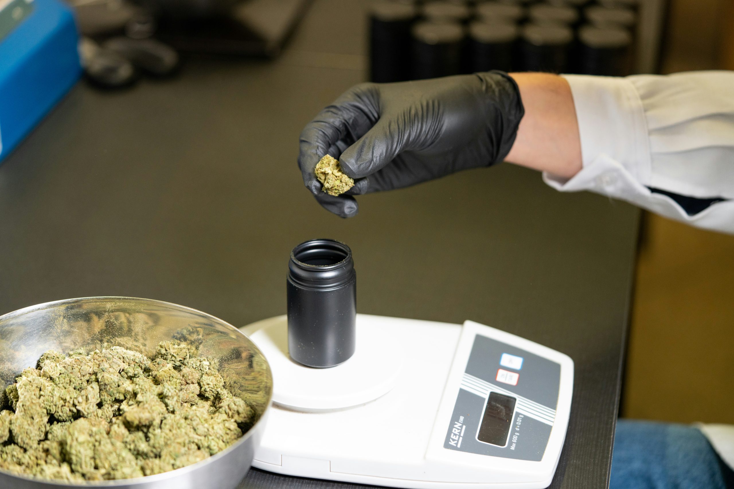 A person holding a cannabis tincture bottle.