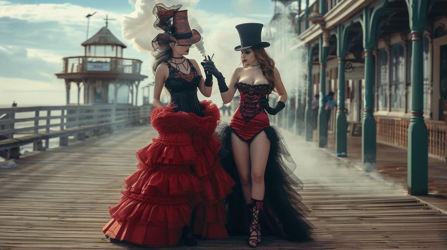 Stylish individuals enjoying the Atlantic City boardwalk while smoking cannabis.