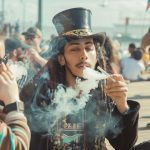Hot dudes on the boardwalk in top hats smoking cannabis with women