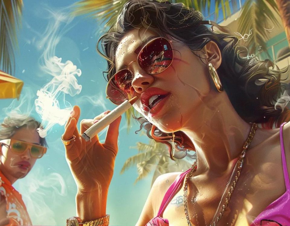 Ducktown, Atlantic City, New Jersey. Photographic rendering of happy, healthy, diverse male and female models enjoying smoking a joint in Ventnor City New Jersey. Make sure joints are in the mouth not floating. Do not put filters on the joints. DO NOT SHOW CHEWING BUDS.