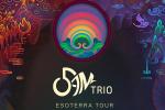 Colorful, abstract artwork with a circular rainbow design above the text SAM TRIO and ESOTERRA TOUR on a dark, intricate background with various artistic shapes and patterns.