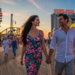 sexy couple enjoying summer fun on the Atlantic City Boardwalk