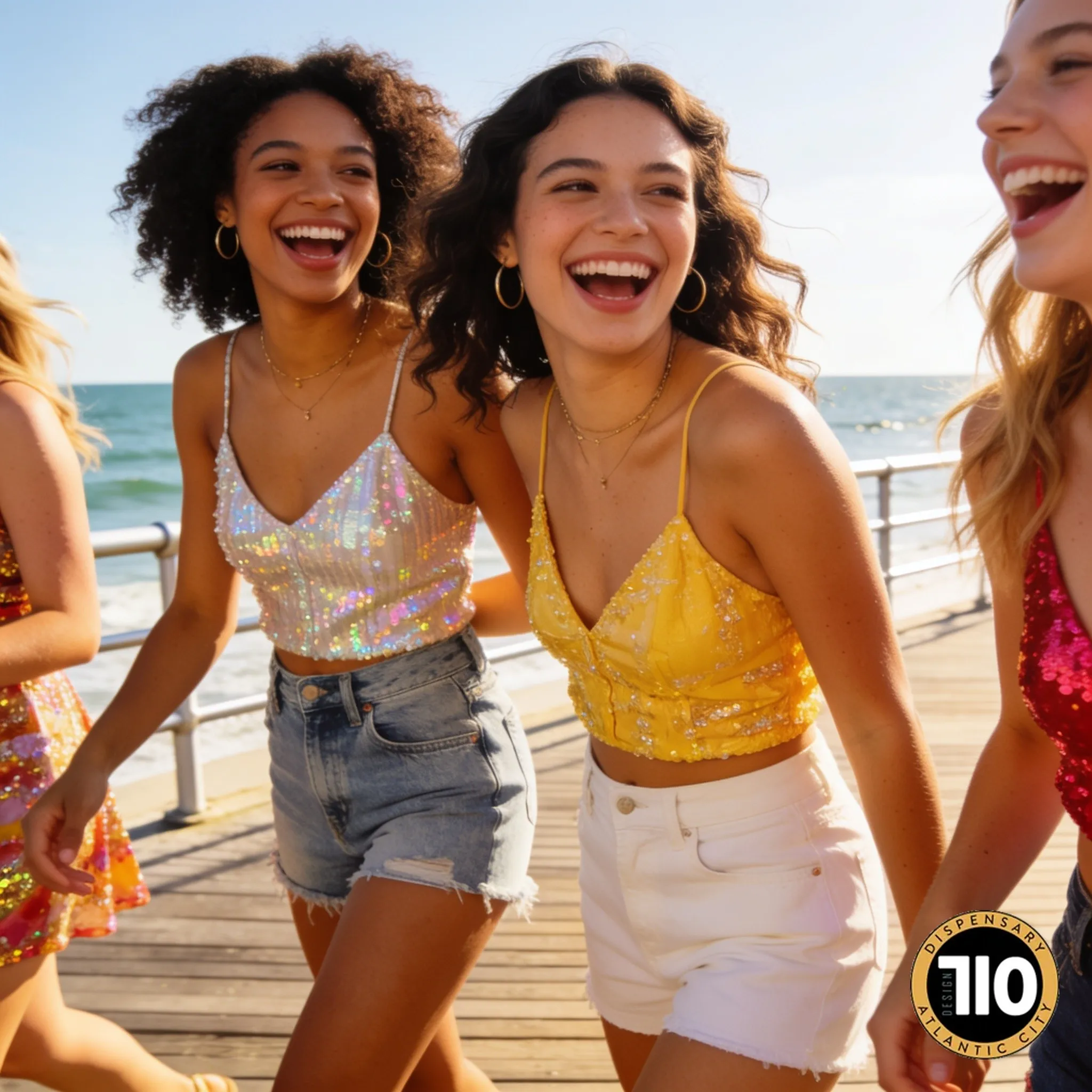 Group of women walking together on Atlantic City Boardwalk